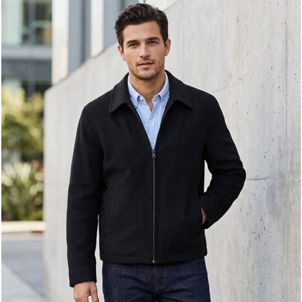 Banana Republic Wool Cashmere Harrington Jacket Mens Sz M Black Classic Full Zip